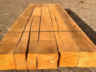 5x Eiken Balken Fijnbezaagd, 200x200mm, Lengte 270cm